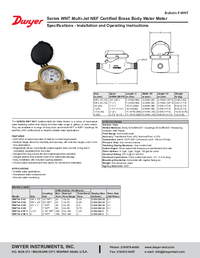 Thumbnail of document Manual - WNT Multi-Jet NSF Cert. Brass Body Water Meter